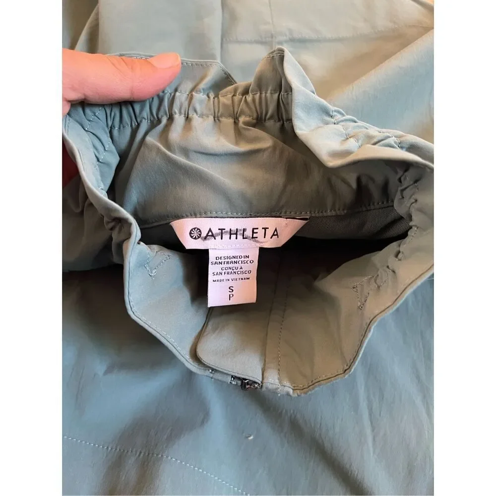 NWOT Athleta Advantage Poplin Top Teal‎ Breathable Rain Jacket Small - Picture 6 of 8